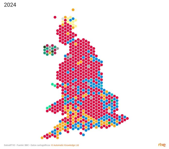 2024 UK Election Colours Keir Starmer Wins Historic Labour Party Victory, Ending 14 Years of Conservative Rule in UK