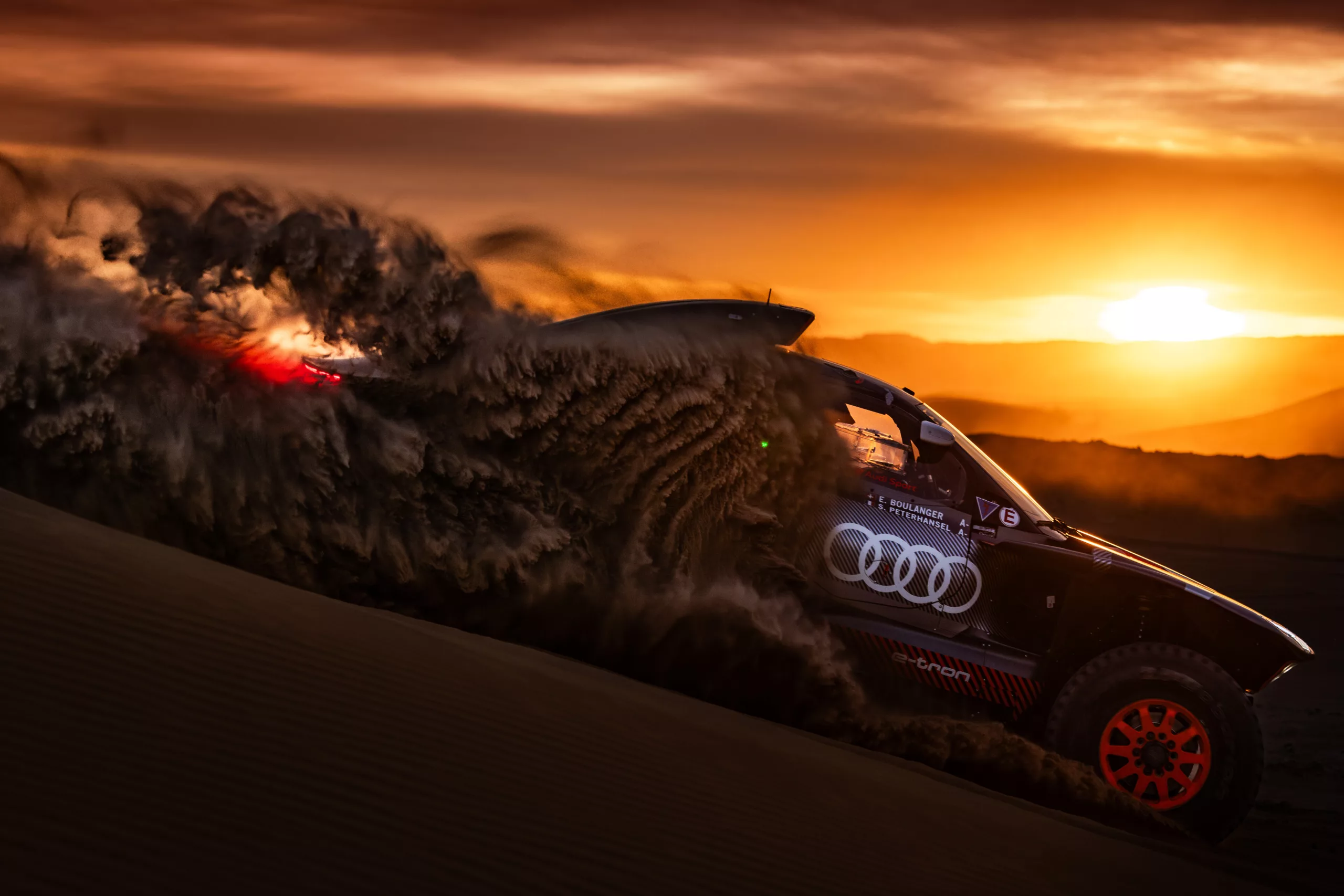 Stéphane Peterhansel and Edouard Boulanger of Team Audi Sport perform during Dakar 2024 © Red Bull Content Pool