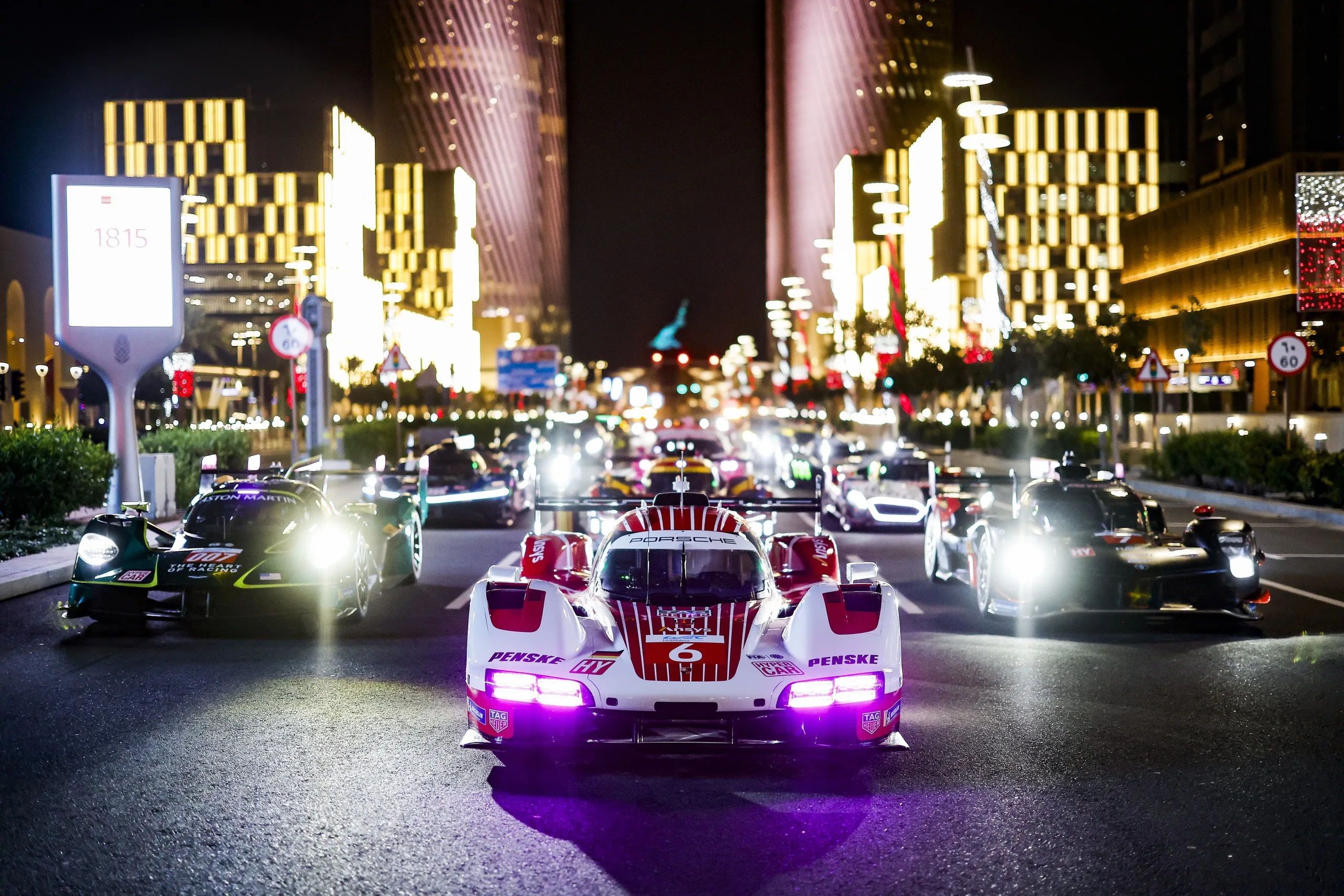 06 ESTRE Kévin (fra), CAMPBELL Matt (aus), VANTHOOR Laurens (bel), Porsche Penske Motorsport, Porsche 963 #06, Hypercar, ambiance On the Lusail Boulevard during the Qatar 1812 KM, 1st round of the 2025 FIA World Endurance Championship, from February 25 to 28, 2025 on the Losail International Circuit in Lusail, Qatar - Photo Julien Delfosse / DPPI