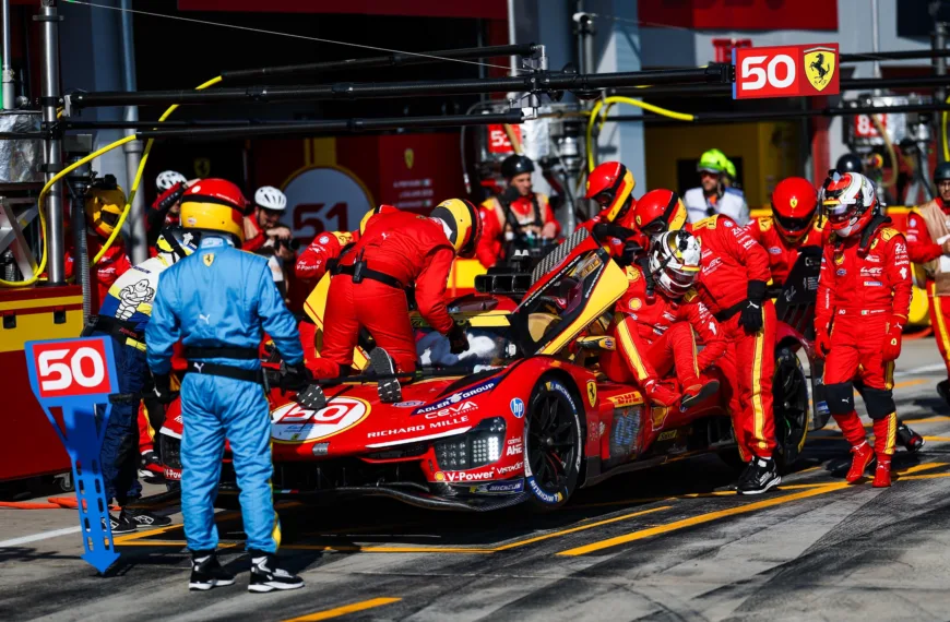 50 FUOCO Antonio (ita), MOLINA Miguel (spa), NIELSEN Nicklas (dnk), Ferrari AF Corse, Ferrari 499P #50, Hypercar, action pitstop during the 6 Hours of Imola 2026, 1st round of 2026 FIA World Endurance Championship, from April 16 to 19, 2026 on the Autodromo Enzo e Dino Ferrari in Imola, Italy - Photo Florent Gooden / DPPI