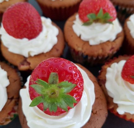 aardbeien cupcakes - ingezoomdII