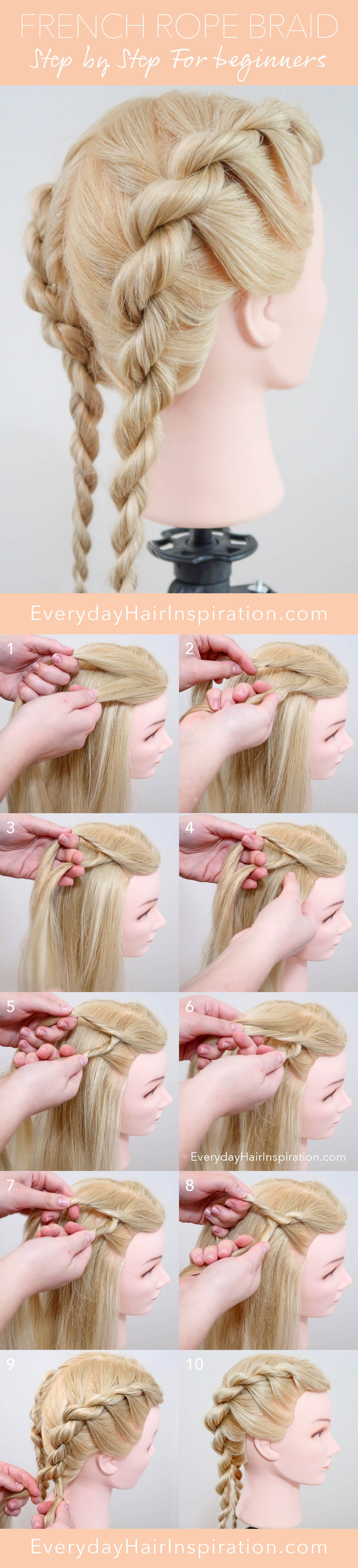 French Rope Braid Step By Step For Beginners - Everyday Hair inspiration