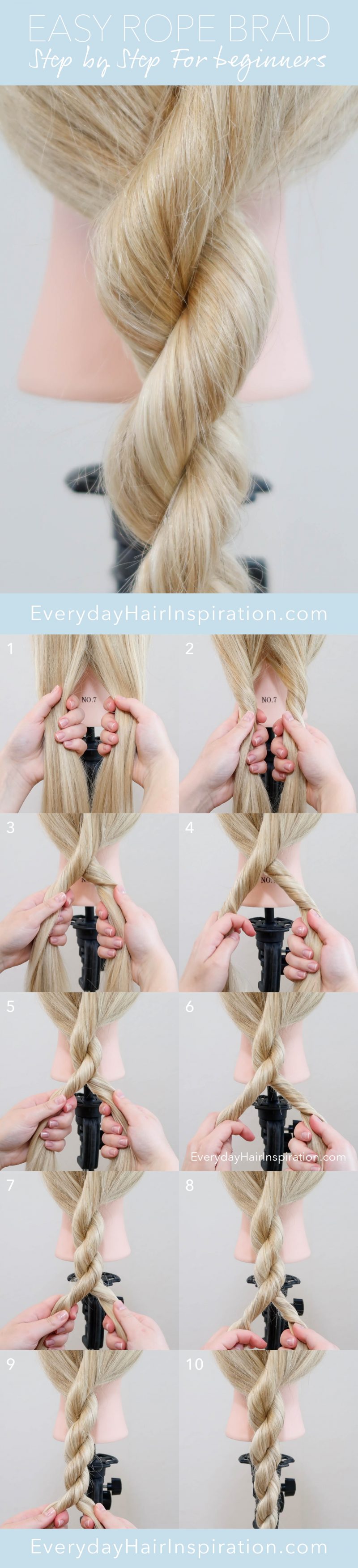 Rope Braid For Complete Beginners! EASY 3 MINUTE BRAID - Everyday Hair ...