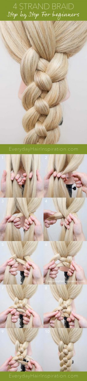 How To 4 Strand Braid For Beginners - Everyday Hair inspiration