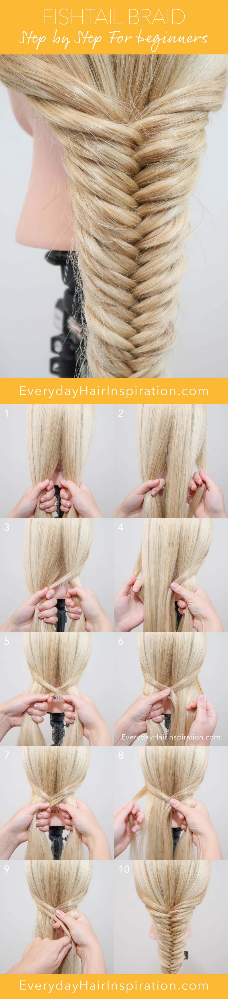 Fishtail Braid Step By Step - The Easiest Braid Ever - Everyday Hair ...
