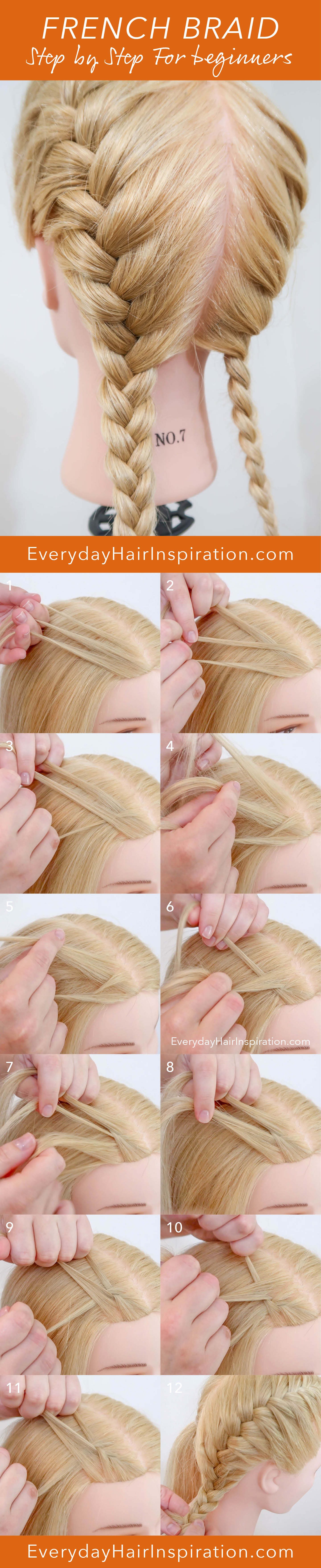 French Braid For Beginners - Easy How To Tutorial - Everyday Hair  inspiration