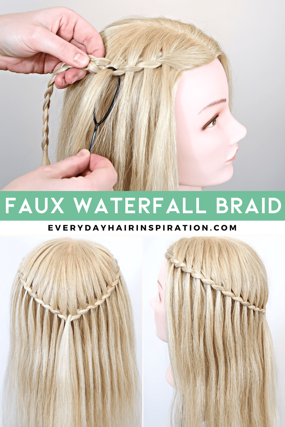 faux waterfall braid