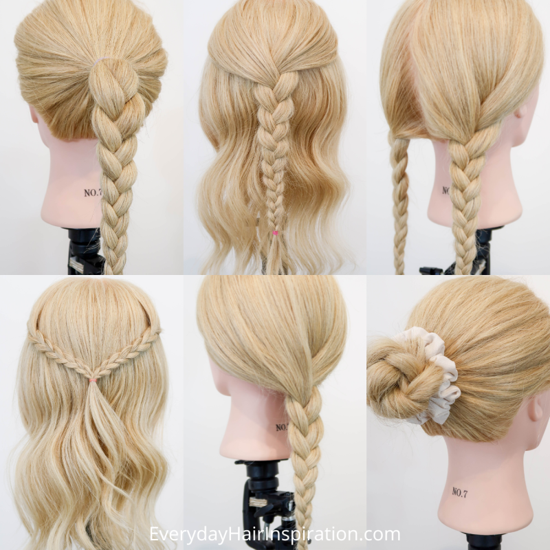 Easy Hairstyles For Beginners - 1 braid 6 hairstyles (Basic 3 Strand ...