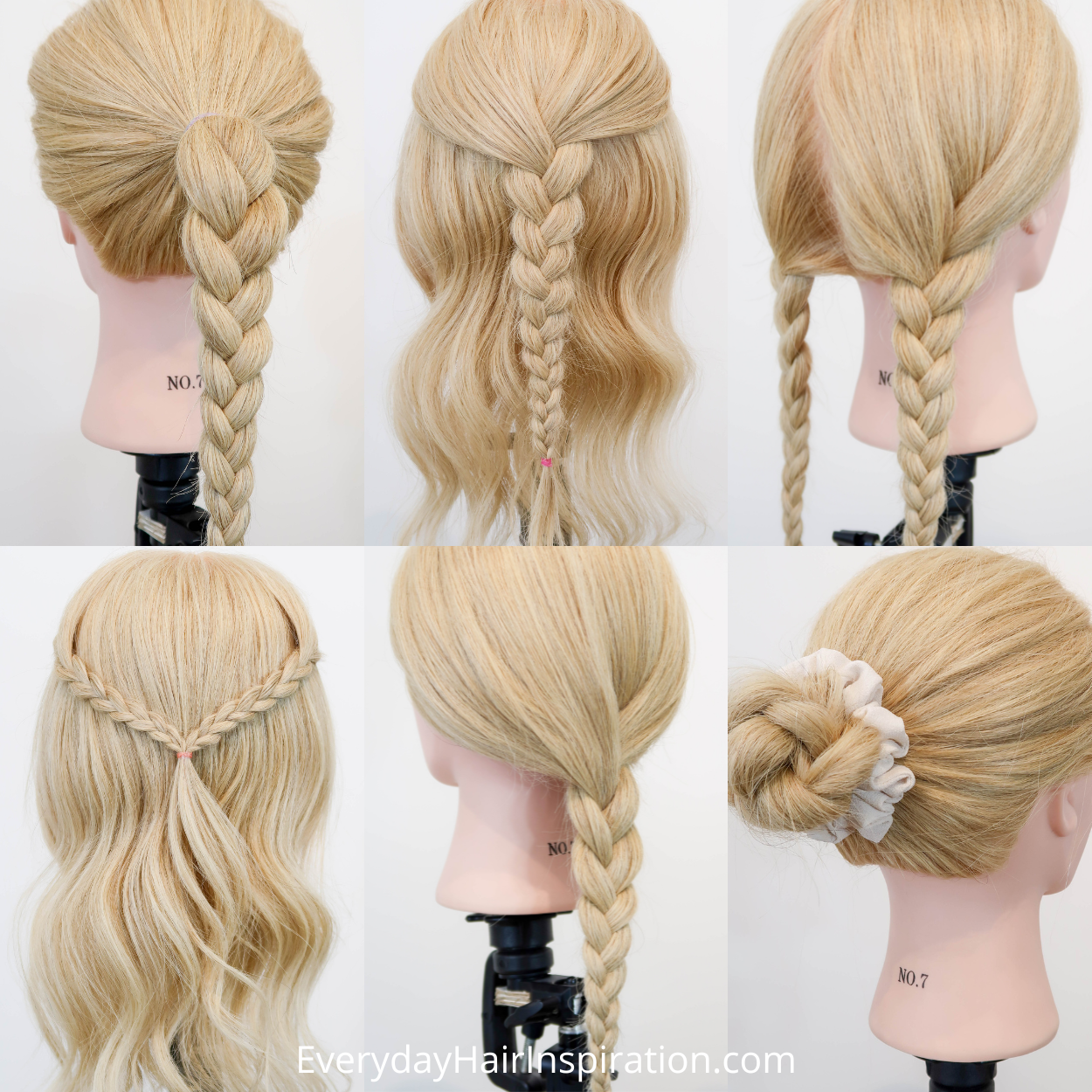 Easy Hairstyles For Beginners - 1 braid 6 hairstyles (Basic 3 Strand Braid)  - Everyday Hair inspiration