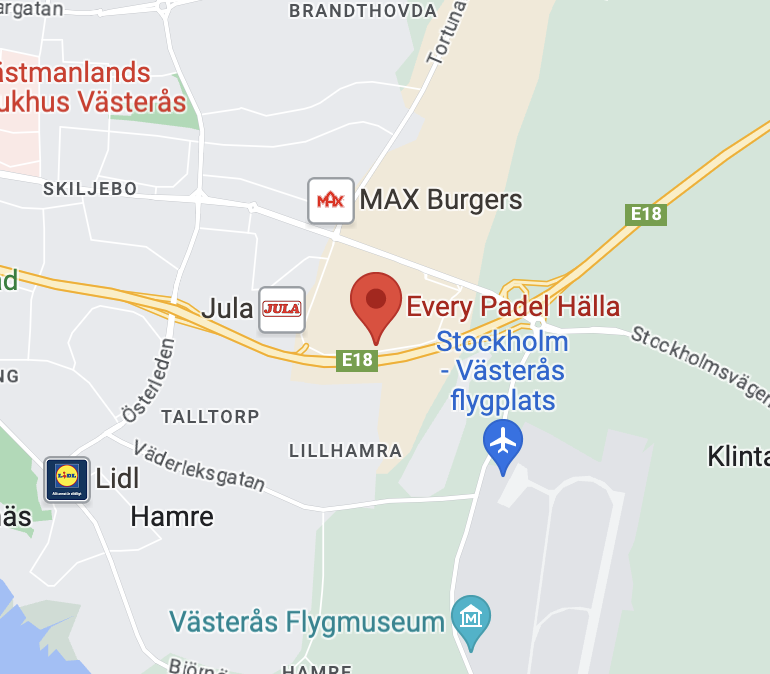 Karta till Every Padel Västerås Hälla