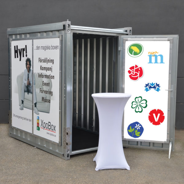 Mobil valstuga XpoBox, hyra, uthyrning, reklam, expo