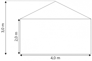 Skiss Tält 4x3 m att hyra, partytält