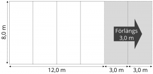 Skiss Tält 8 meter att hyra