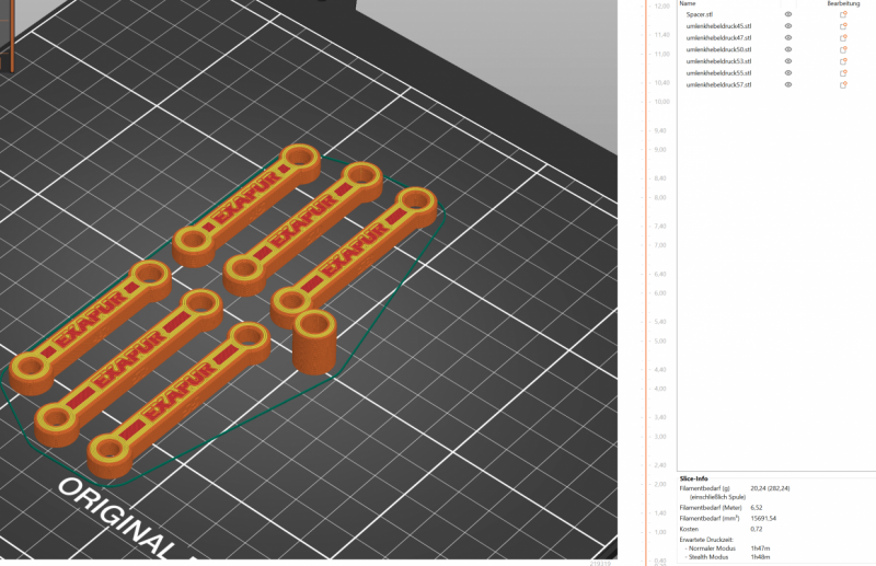Guide levers for the Volvo EC160E (scale 1:14) (Download) 3 Guide lever for the Volvo EC160E (1:14) with different hole spacings (example image)