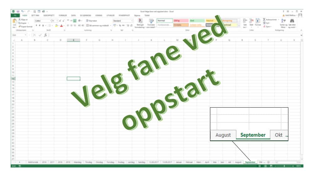 Velge fane ved oppstart