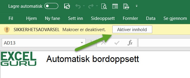 Automatisk bordplassering