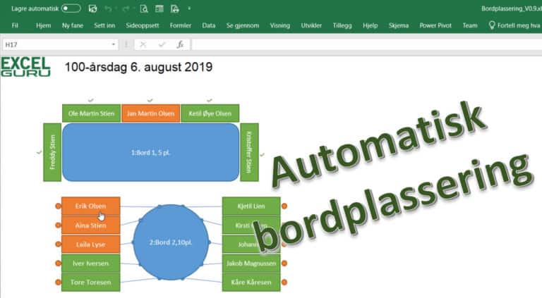 Automatisk Bordplassering