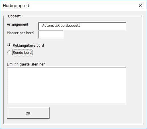 Automatisk bordplassering