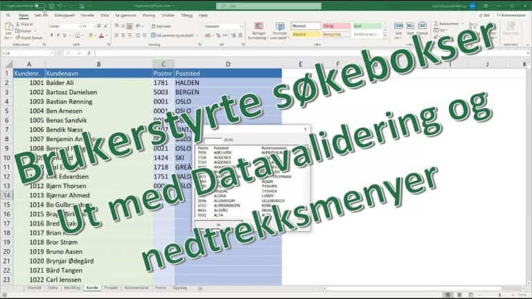 Brukerstyrte søkebokser – ut med datavalidering og nedtrekksmenyer