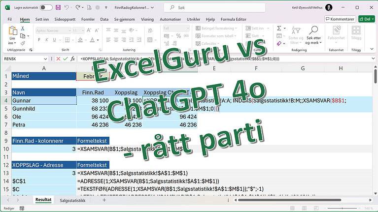 ExcelGuru vs ChatGPT 4o – rått parti