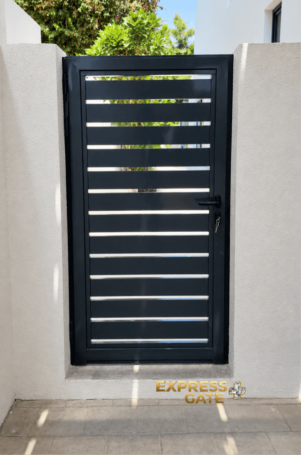 Slatted louvered aluminium back garden gate