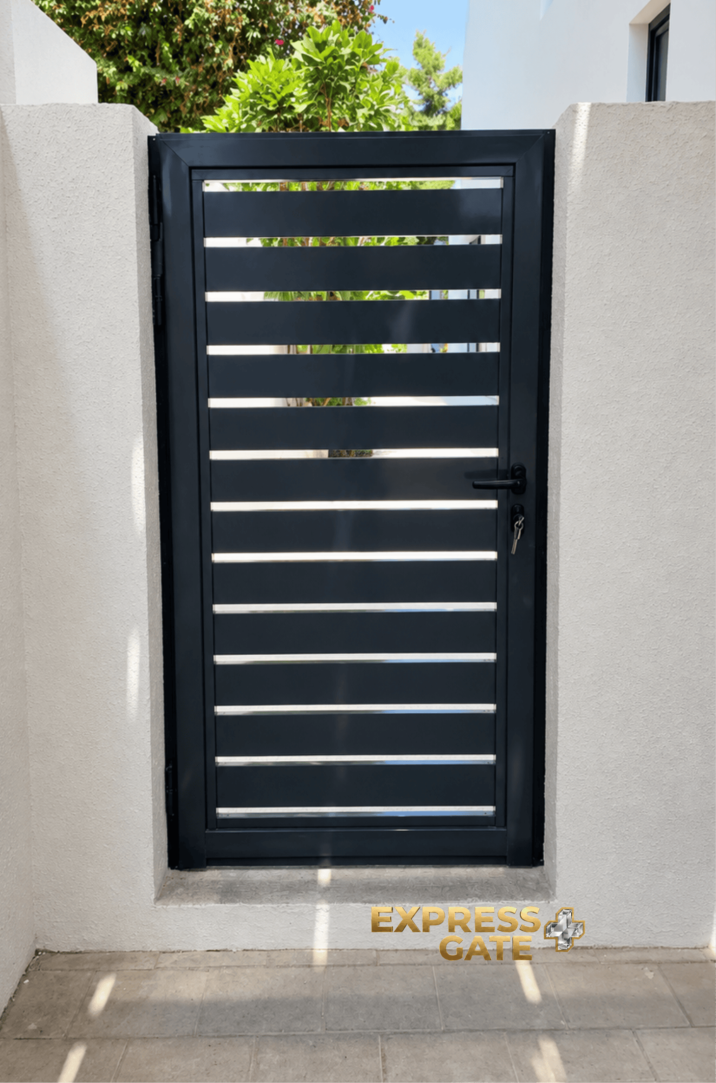 Slatted louvered aluminium back garden gate