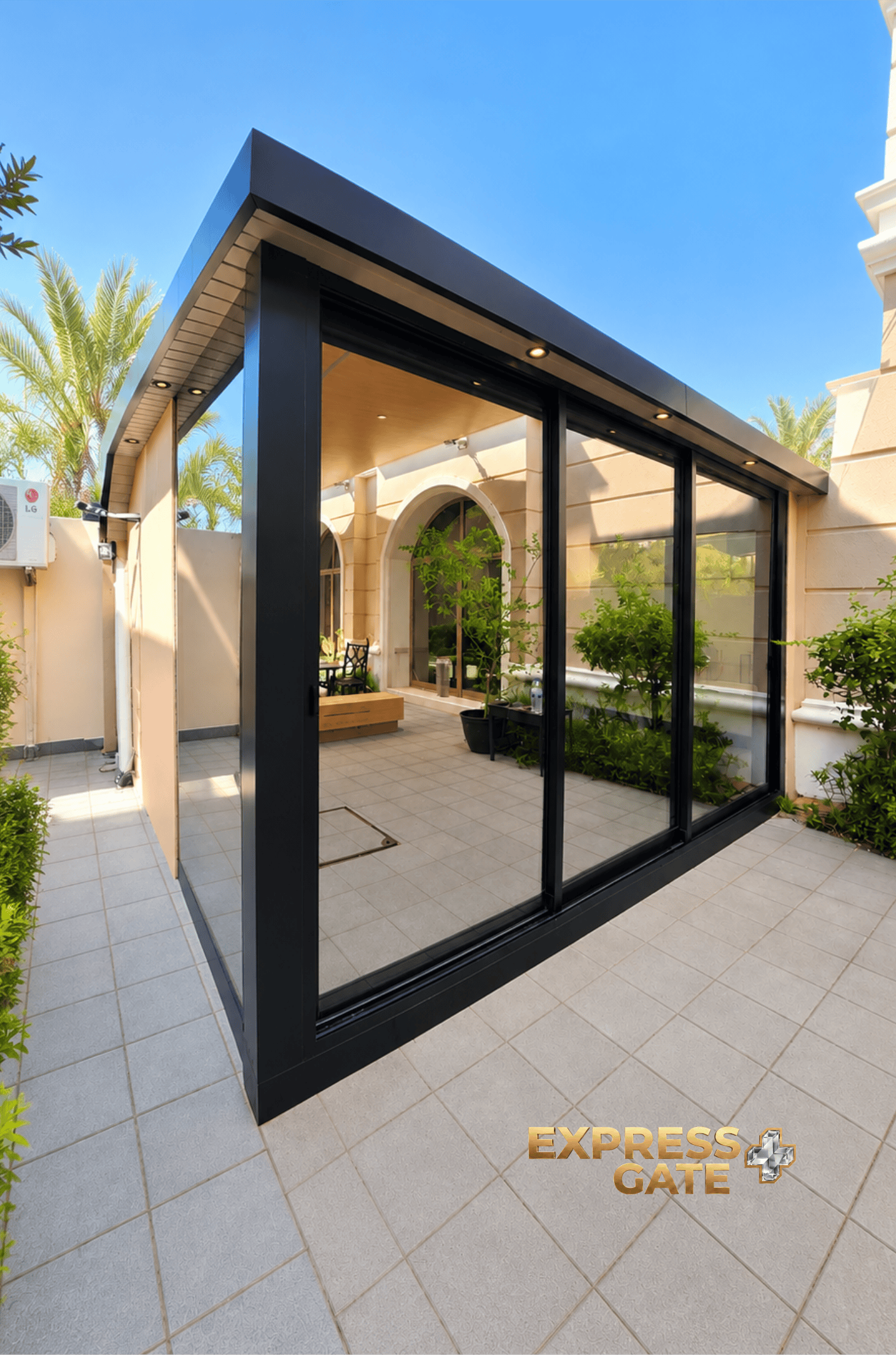 Introducing our custom-fabricated aluminum and glass Garden Gym office room extensions, designed to bring natural light, elegance, and extra room into your home while standing strong against the UAE climate.