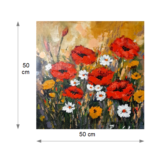 Bloemenveld in Reliëf - Maten