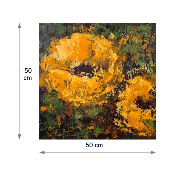 Gele Bloemen in Reliëf - Maten