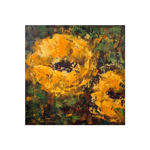 Gele Bloemen in Reliëf - Origineel