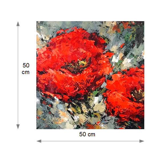 Rode Bloemen in Reliëf - Maten