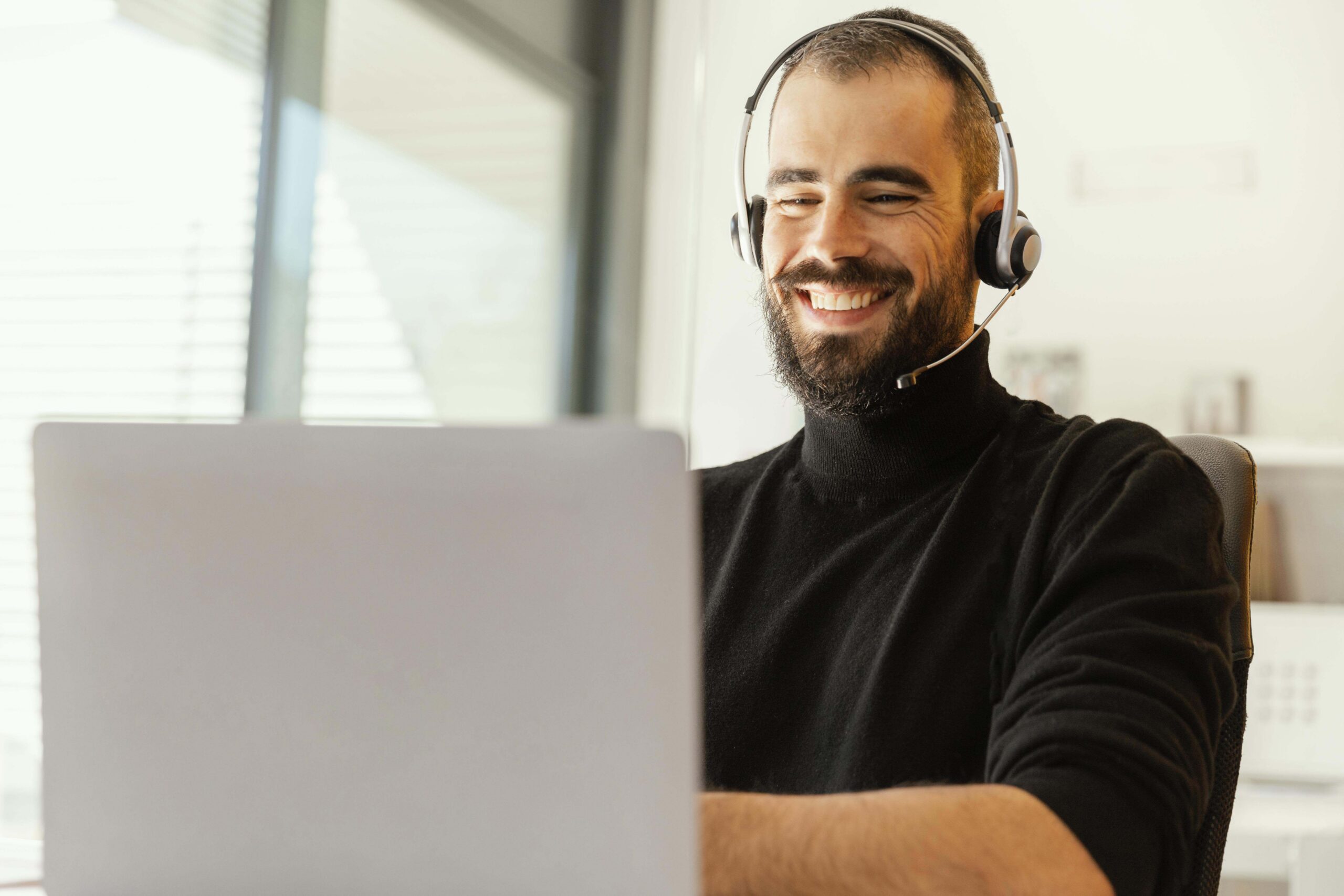 man having videocall work