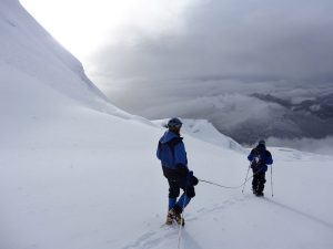 Ascending Huayna Potosi Mountain