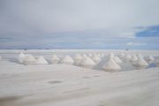 Piles of salt on the Salar