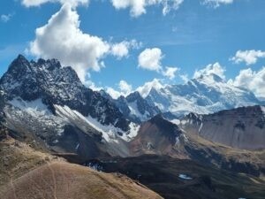 Snowcapped mountains on Rainbow Mountains tour