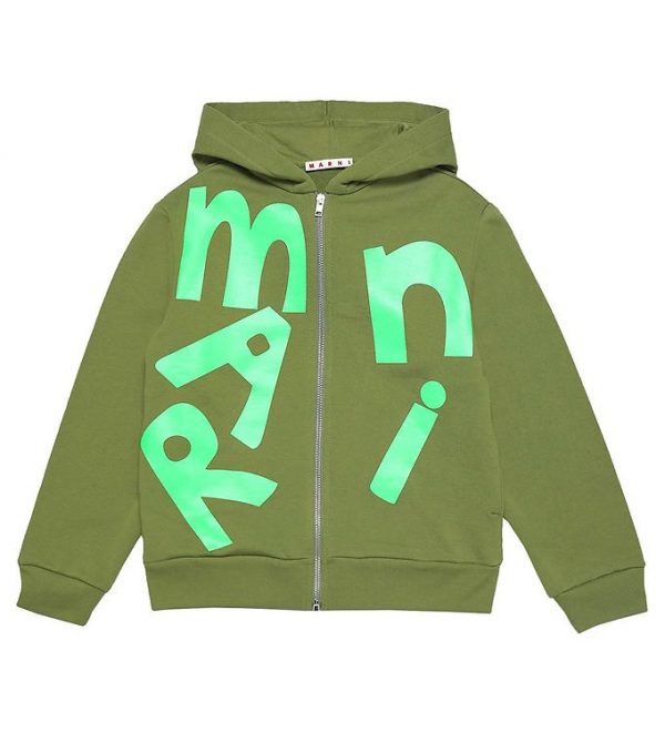 Marni Cardigan - Khaki/Neongrøn