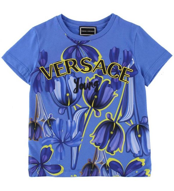 Young Versace T-shirt - Blå m. Blomster