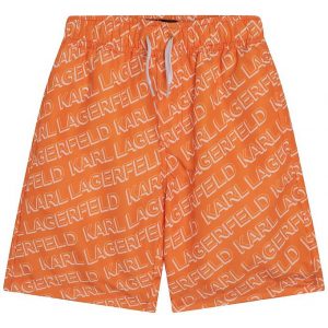 Karl Lagerfeld Badeshorts - Orange m. Hvid