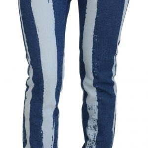 Dolce & Gabbana Cobalt Blå Stripes Skinny Denim Bomuld Jeans