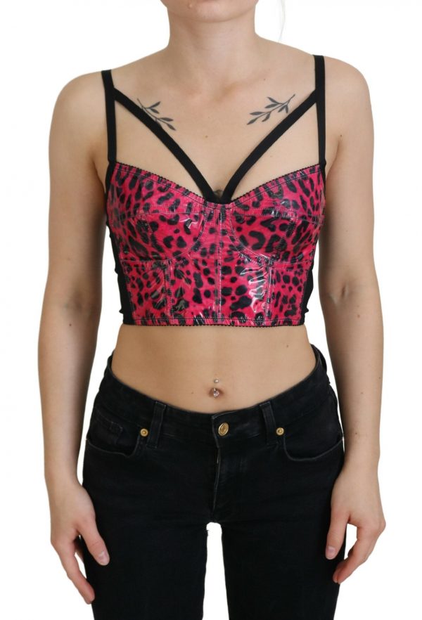Dolce & Gabbana Pink Leopard Corset BH Top