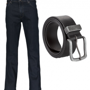 Wrangler Jeans Texas Stretch Blueblack Og Læder Bælte_30w/30l