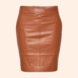 CharGZ MW mini skirt, leatherskirt, lændernederdel i cognac farvet, brun lædernederdel