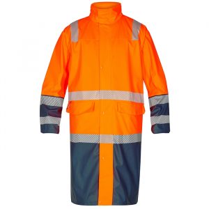 Fe-engel Safety Lang Regnjakke - Orange/marine-l