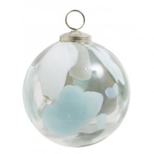 Julekugle i mundblæst glas lyseblå - Nordal dia: 10 cm