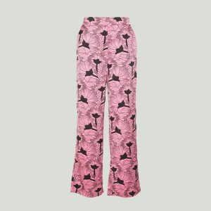 Orli pants, bukser i pink med et sort print