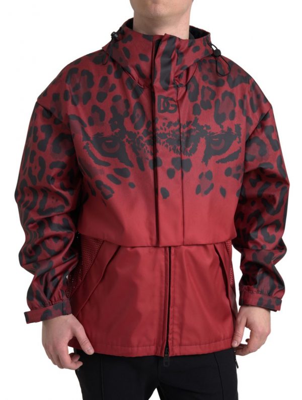 Dolce & Gabbana Rød Leopard Regn Frakke
