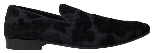 Dolce & Gabbana Sort Brocade Loafers Sko