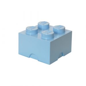 LEGO opbevaringskasse med 4 knopper - Lyseblå