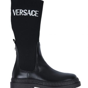 Versace Støvler - Boot Calf - Black/White/Palladium