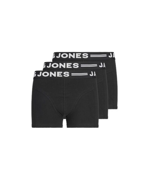 Jack & Jones 3-pak boxershorts I sort m. hvid tekst til drenge
